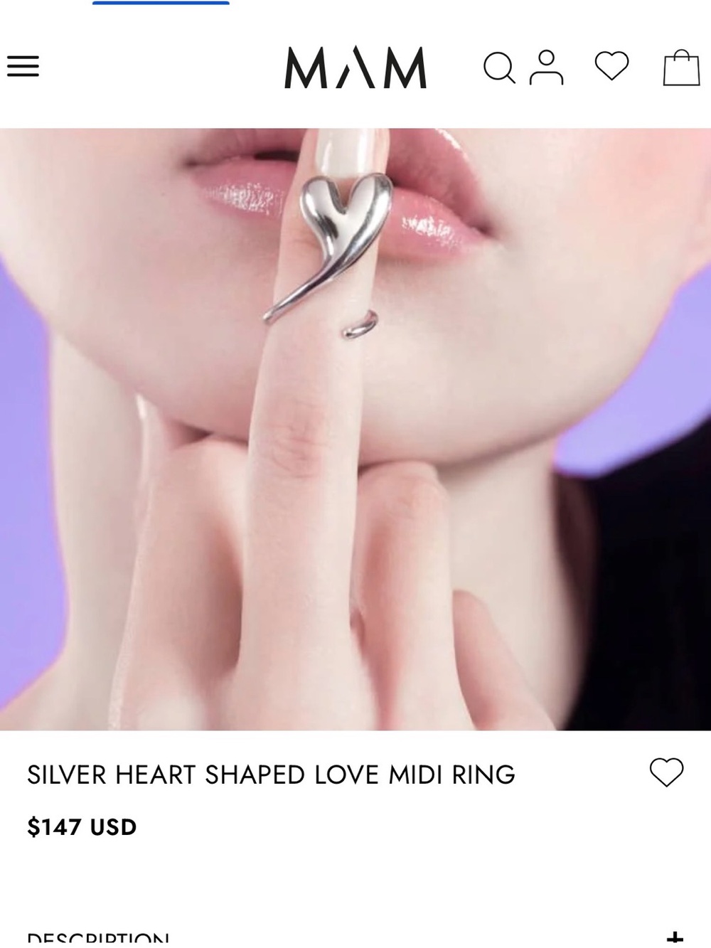 MAM middle heart shape middle ring